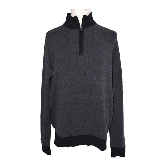 Ben Sherman Half Zip Mock Neck Sweater XL Charcoal Gray Minimalist Modcore Bloke - Picture 1 of 9